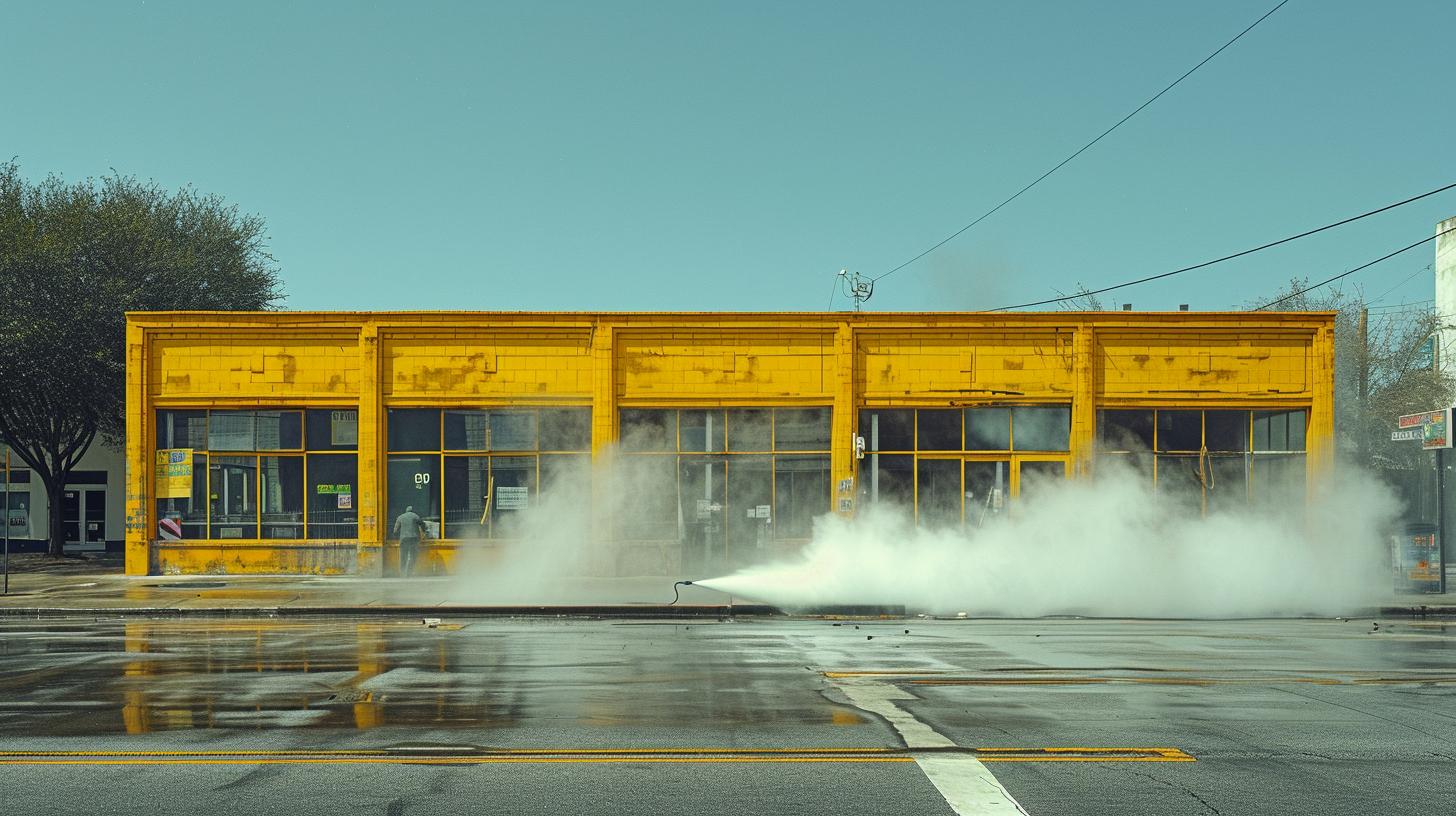 Professional commercial pressure washing underway in Charleston SC